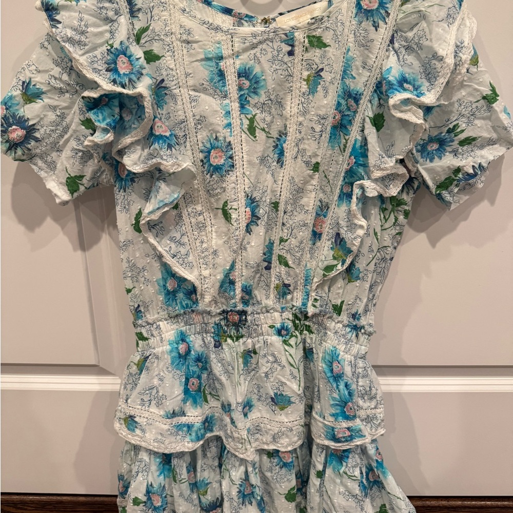 LoveShackFancy Blue Floral Mini Dress